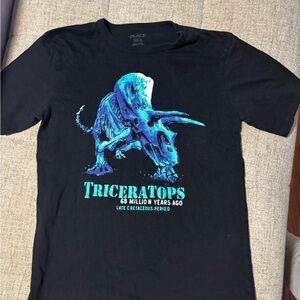 Place Black Tee with Blue Dinosaur Design